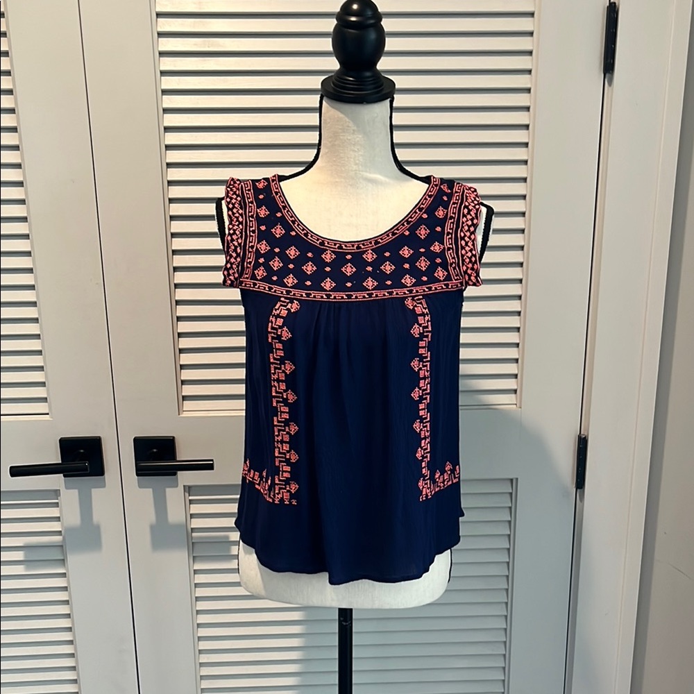 Miami Black and Pink Embroidered Blouse